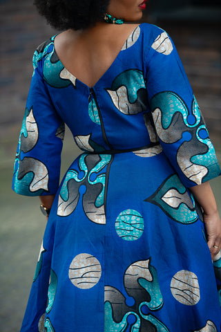 ANELE ROYAL BLUE FLARED DRESS