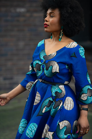 ANELE ROYAL BLUE FLARED DRESS