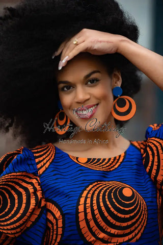 Adesua Blue And Orange Dress