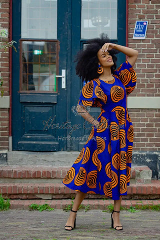 Adesua Blue And Orange Dress