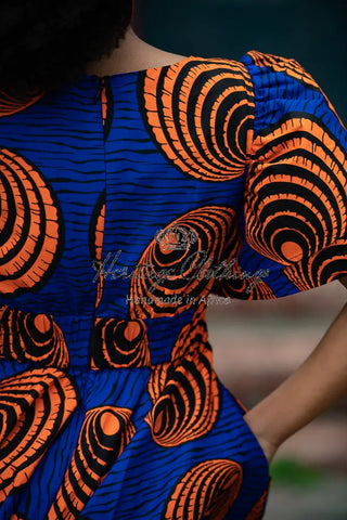 Adesua Blue And Orange Dress