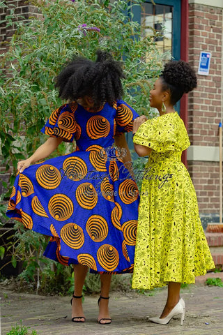 Adesua Blue And Orange Dress