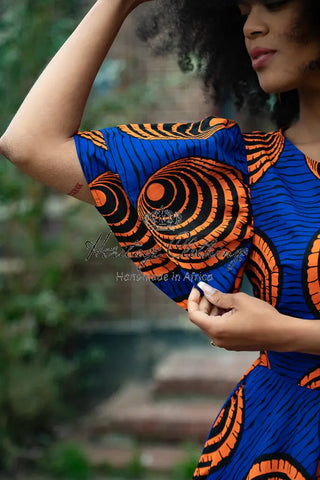 Adesua Blue And Orange Dress