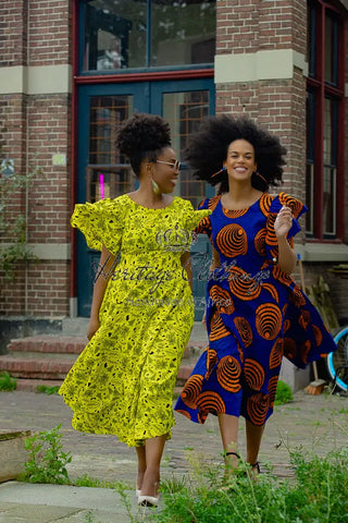 Adesua Blue And Orange Dress