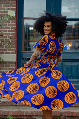 Adesua Blue And Orange Dress