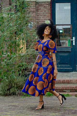 Adesua Blue And Orange Dress