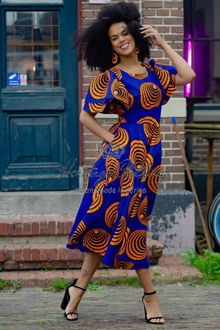 Adesua Blue And Orange Dress