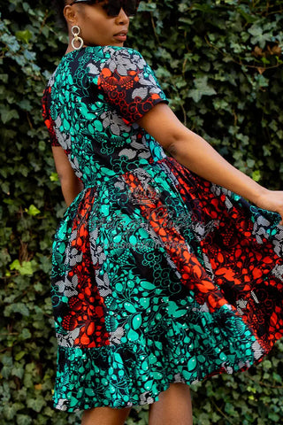 Adwin Multicoloured Ankara Midi Dress Apparel & Accessories