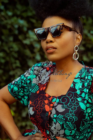 Adwin Multicoloured Ankara Midi Dress Apparel & Accessories