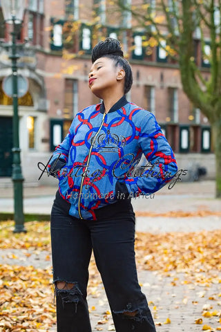 Amma Multi Way Blue And Orange Bomber Jacket Apparel & Accessories