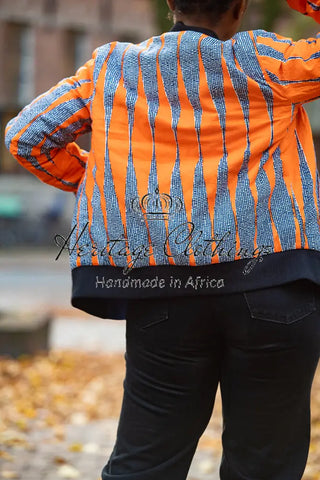 Amma Multi Way Blue And Orange Bomber Jacket Apparel & Accessories