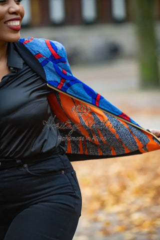 Amma Multi Way Blue And Orange Bomber Jacket Apparel & Accessories