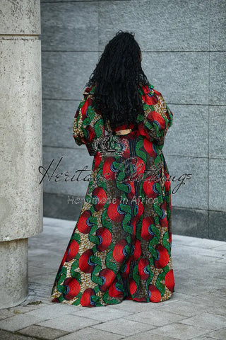 ANAN GREEN AND RED DRESS Clothing