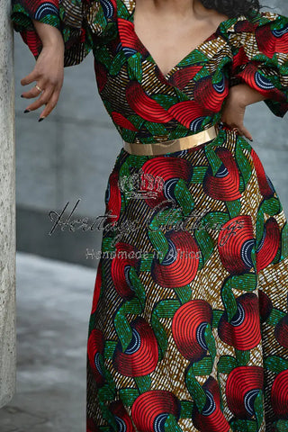 ANAN GREEN AND RED DRESS Clothing