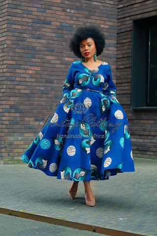 Anele Royal Blue Flared Dress Dresses