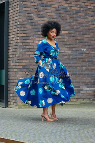 Anele Royal Blue Flared Dress Dresses