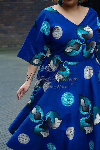 Anele Royal Blue Flared Dress Dresses