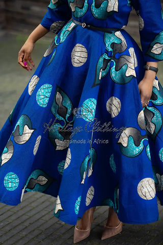 Anele Royal Blue Flared Dress Dresses