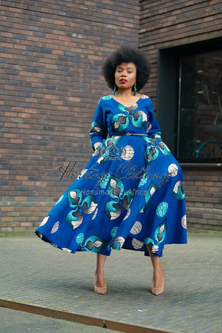 Anele Royal Blue Flared Dress Dresses