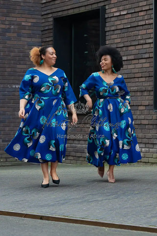 Anele Royal Blue Flared Dress Dresses