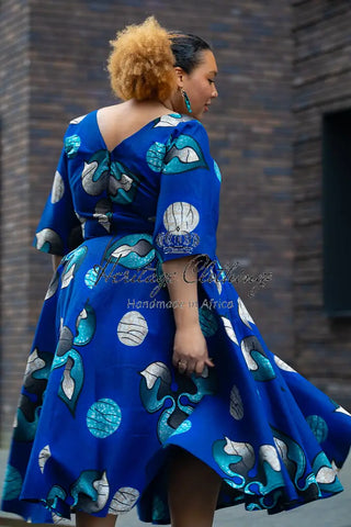 Anele Royal Blue Flared Dress Dresses