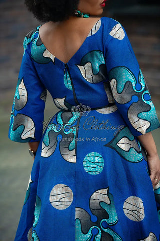 Anele Royal Blue Flared Dress Dresses