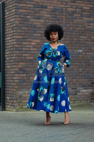 Anele Royal Blue Flared Dress Dresses