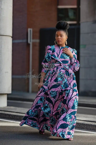 Derin Pink And Blue Maxi Dress