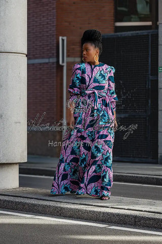 Derin Pink And Blue Maxi Dress