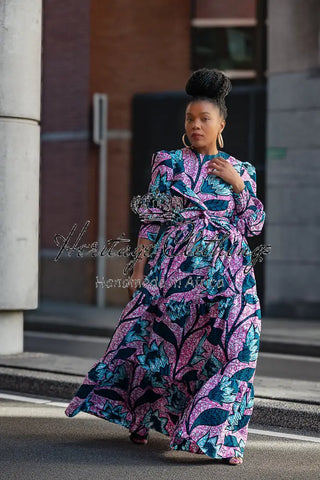 Derin Pink And Blue Maxi Dress