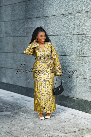 EMELIA GOLD WRAP DRESS Dresses