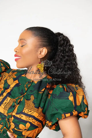 Fatima Midaxi Green And Orange Dress Apparel & Accessories