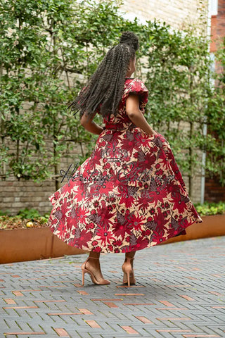 Fatima Red And Brown Dress Dresses