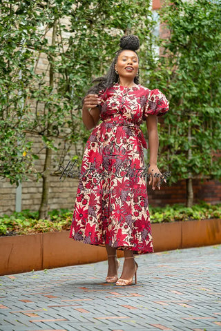 Fatima Red And Brown Dress Dresses