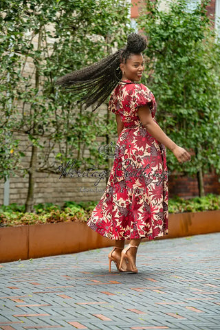 Fatima Red And Brown Dress Dresses