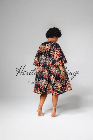 Hamza Black Floral Dress Clothing