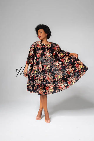 Hamza Black Floral Dress Clothing