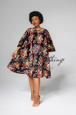 Hamza Black Floral Dress Clothing