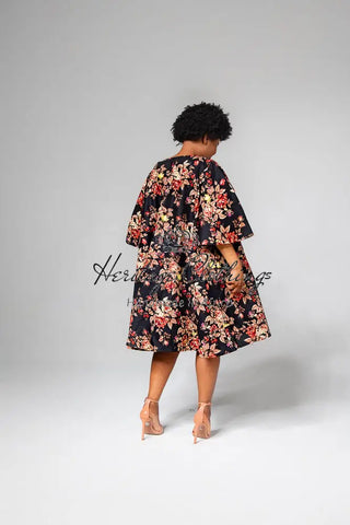 Hamza Black Floral Dress Clothing