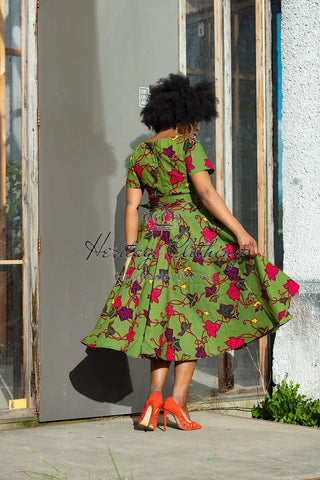 Idaya Midi African Print Dress Dresses