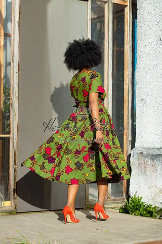 Idaya Midi African Print Dress Dresses