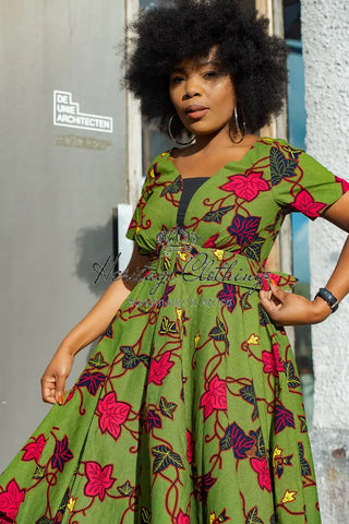 Idaya Midi African Print Dress Dresses