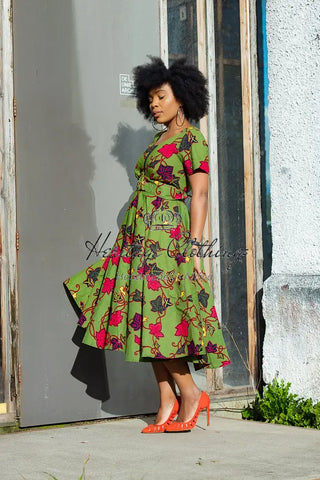 Idaya Midi African Print Dress Dresses