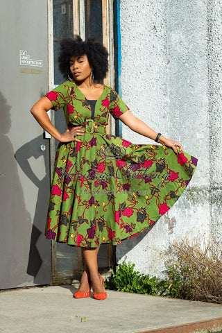 Idaya Midi African Print Dress Dresses