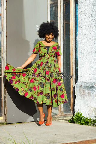 Idaya Midi African Print Dress Dresses