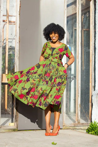 Idaya Midi African Print Dress Dresses