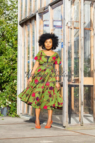 Idaya Midi African Print Dress Dresses