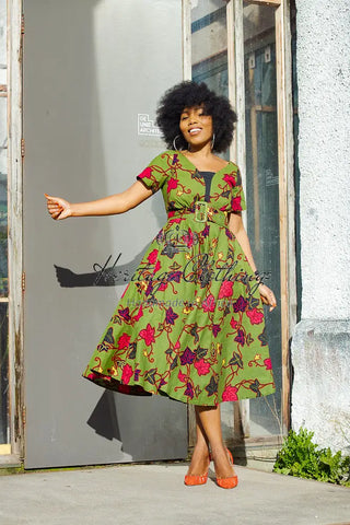 Idaya Midi African Print Dress Dresses