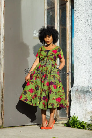 Idaya Midi African Print Dress Dresses