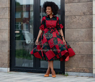 Jemila Red And Green Shirt Dress